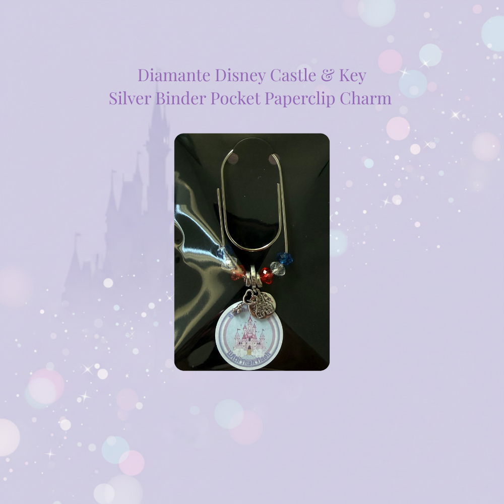 🏰✨ Enchanted Castle & Key Binder Pocket Charm ✨🏰 | Silver Paperclip
