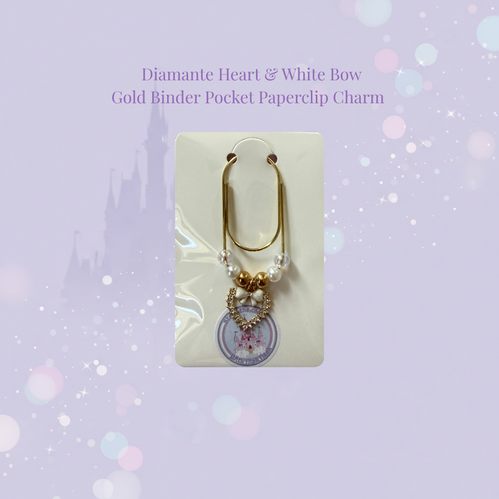🤍✨ Pearl Heart Binder Pocket Charm ✨🤍 | Gold Paperclip