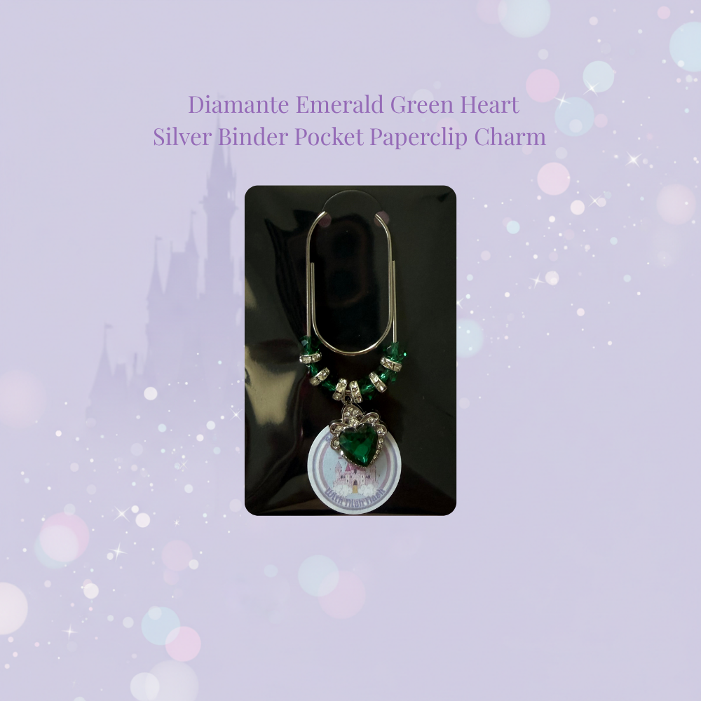 πβ¨ Diamante Heart Binder Pocket Charms β¨π | Silver Paperclip