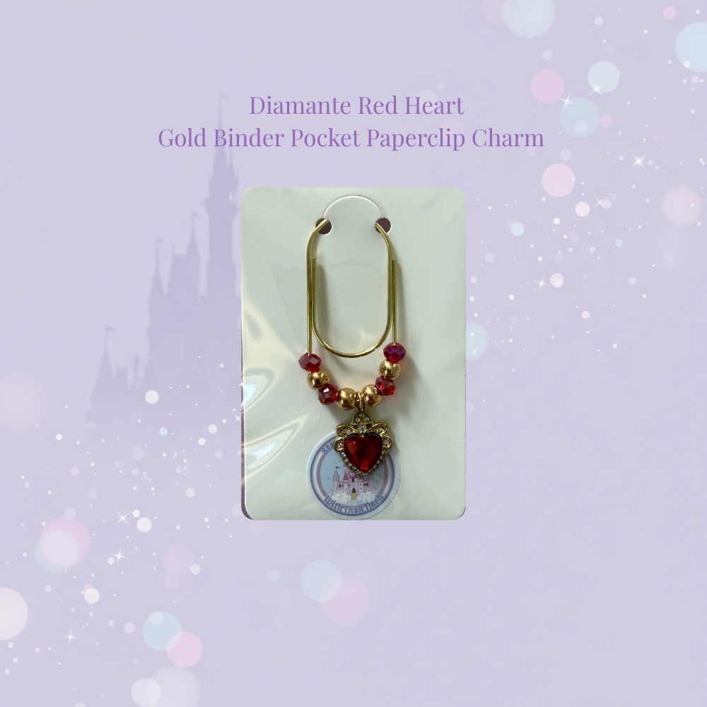 πβ¨ Diamante Heart Binder Pocket Charms β¨π | Gold Paperclip