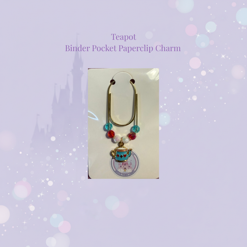 π«β¨ Mad Hatter Teapot Binder Pocket Paperclip Charm β¨π«