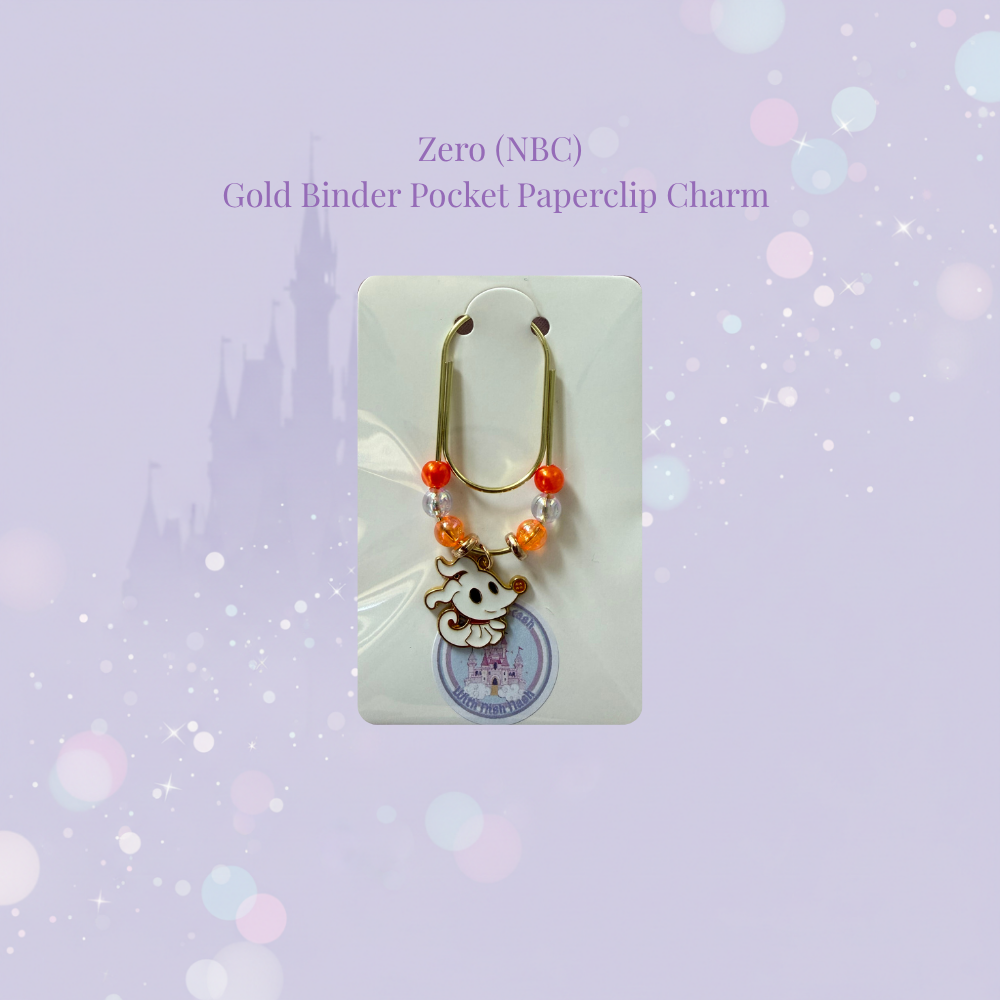 👻✨ Ghost Pup (Zero NBC Inspired) Binder Pocket Charm ✨👻 | Gold Paperclip
