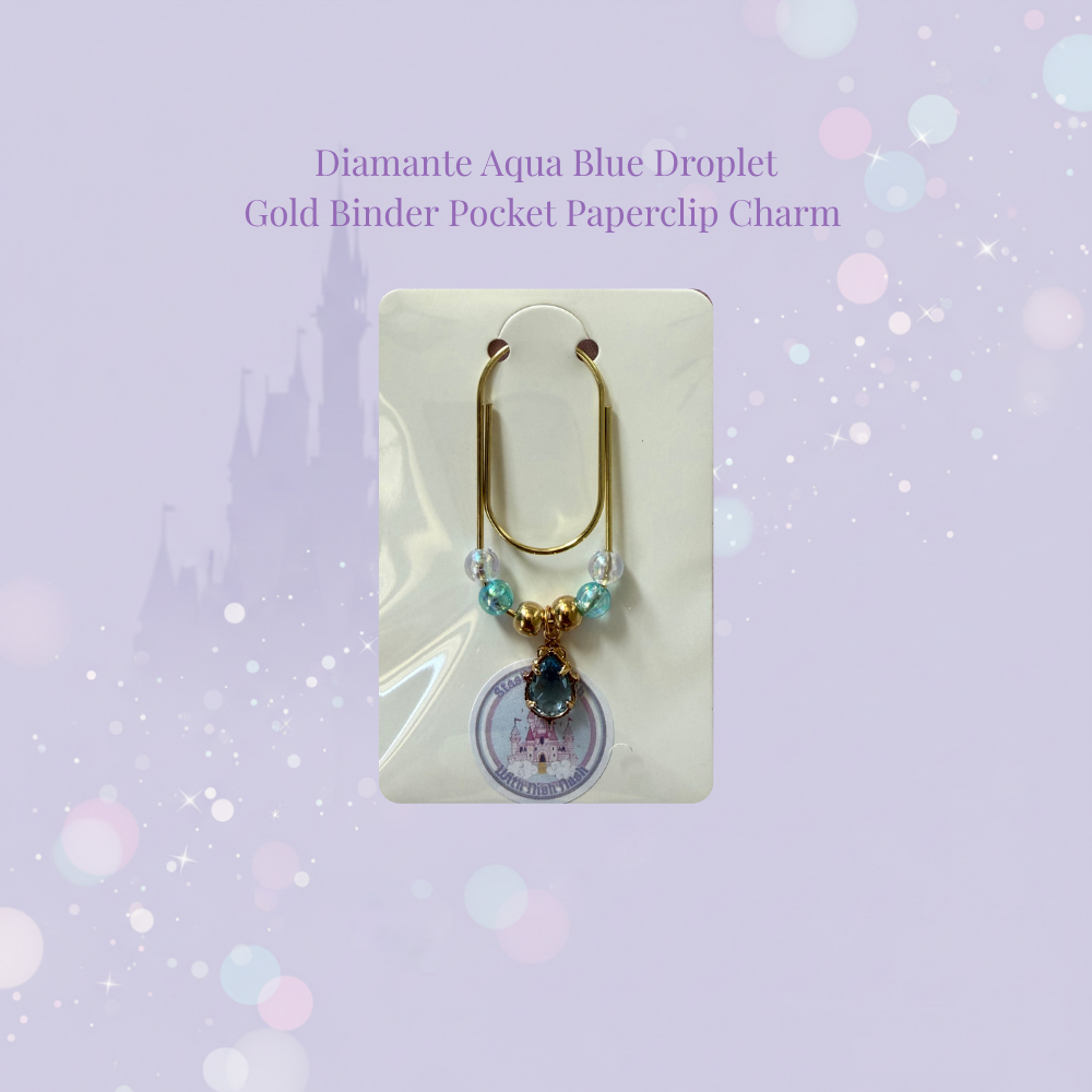 💧✨ Diamante Droplet Binder Pocket Charms ✨💧 | Gold Paperclip
