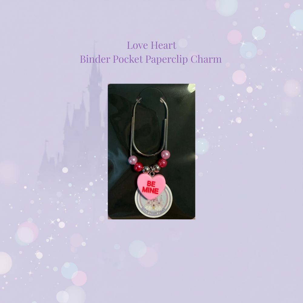 💞 Love Heart Binder Pocket Paperclip Charms 💞