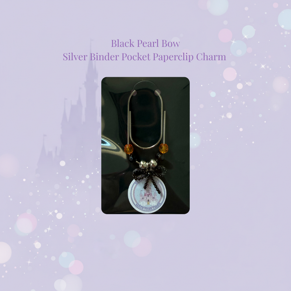 🎀✨ Pearl Bow Binder Pocket Charm ✨🎀 | Silver Paperclip