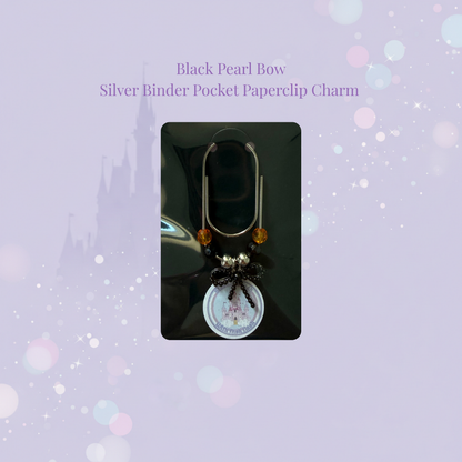 🎀✨ Pearl Bow Binder Pocket Charm ✨🎀 | Silver Paperclip