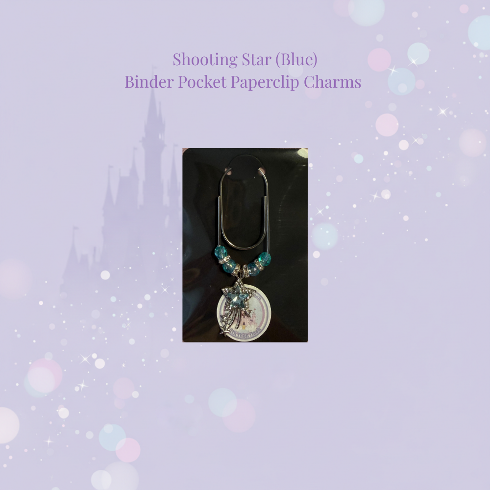 🌟✨ Diamante Shooting Star Binder Pocket Charms ✨🌟 | Silver Paperclip