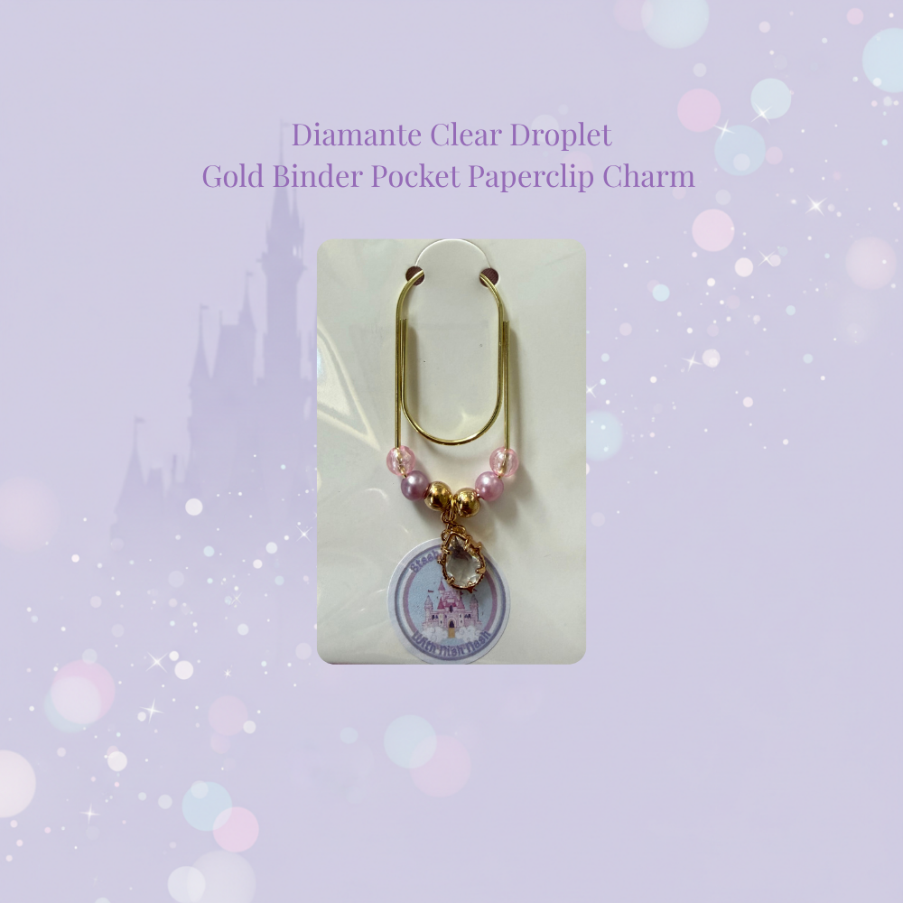 💧✨ Diamante Droplet Binder Pocket Charms ✨💧 | Gold Paperclip
