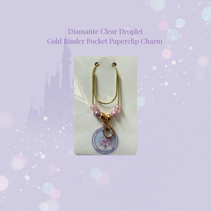 💧✨ Diamante Droplet Binder Pocket Charms ✨💧 | Gold Paperclip