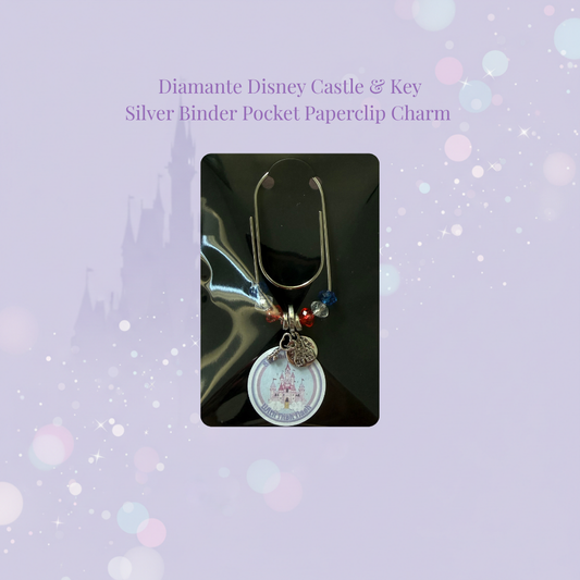 🏰✨ Enchanted Castle & Key Binder Pocket Charm ✨🏰 | Silver Paperclip