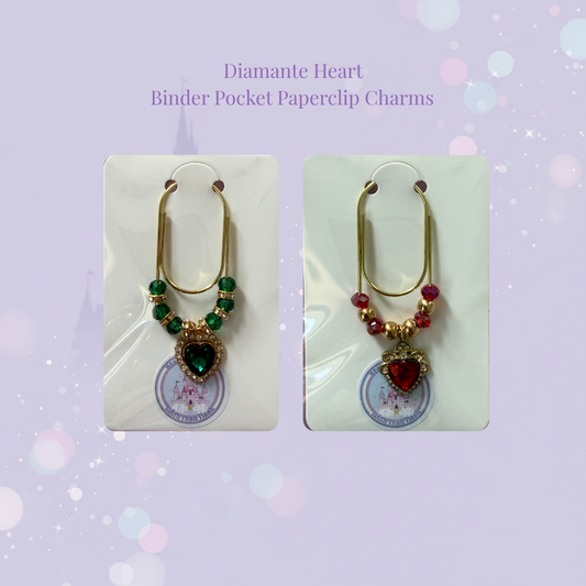 📎✨ Diamante Heart Binder Pocket Charms ✨📎 | Gold Paperclip