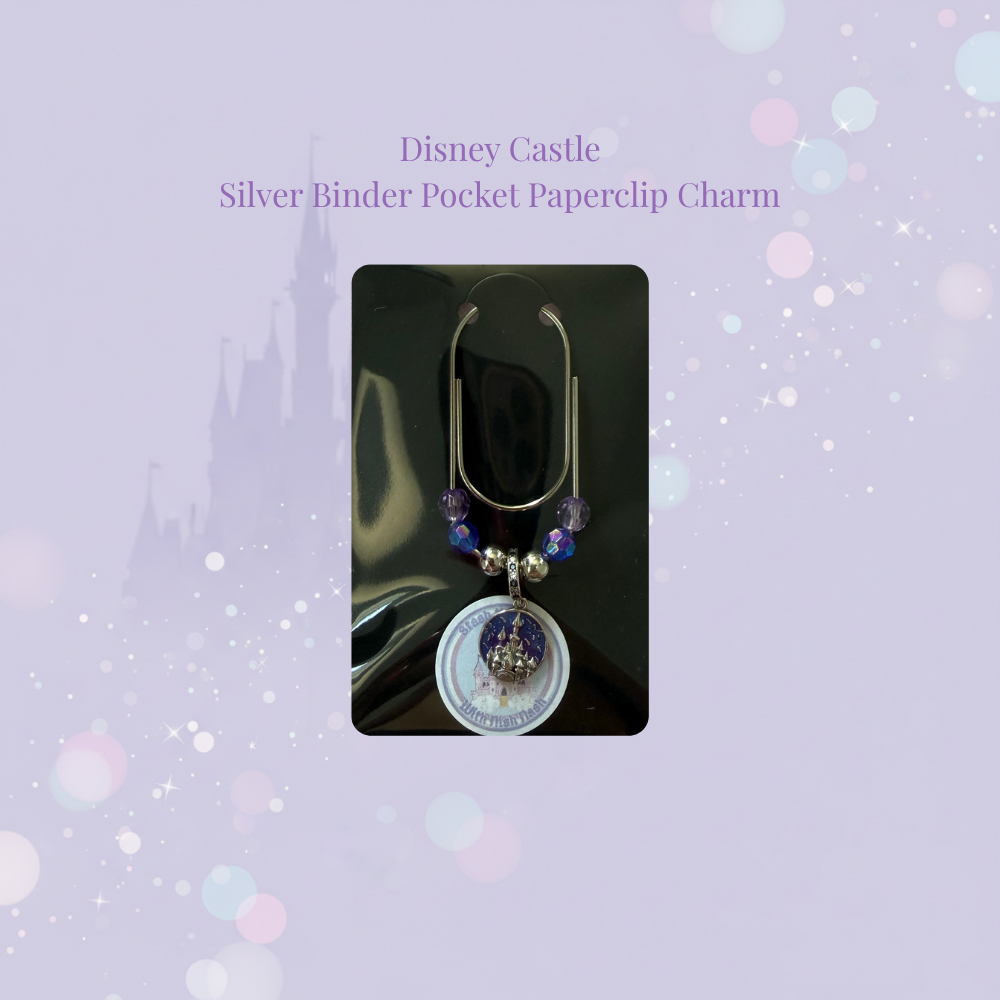 🏰🌙 Moonlit Castle Binder Pocket Charm 🌙🏰 | Silver Paperclip