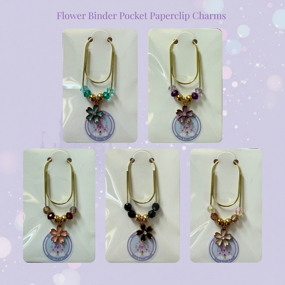 🌸✨ Flower Binder Pocket Charms ✨🌸 | Gold Paperclip