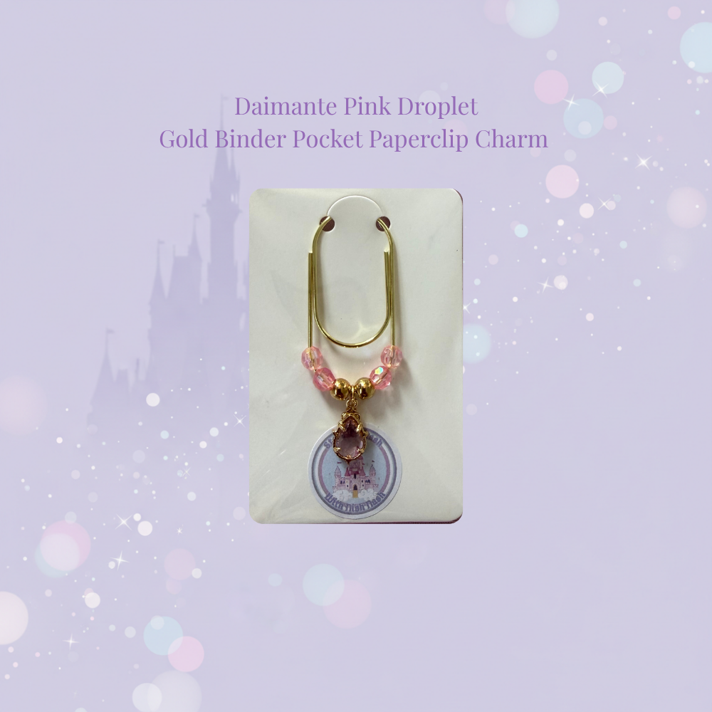 💧✨ Diamante Droplet Binder Pocket Charms ✨💧 | Gold Paperclip