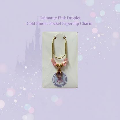 💧✨ Diamante Droplet Binder Pocket Charms ✨💧 | Gold Paperclip