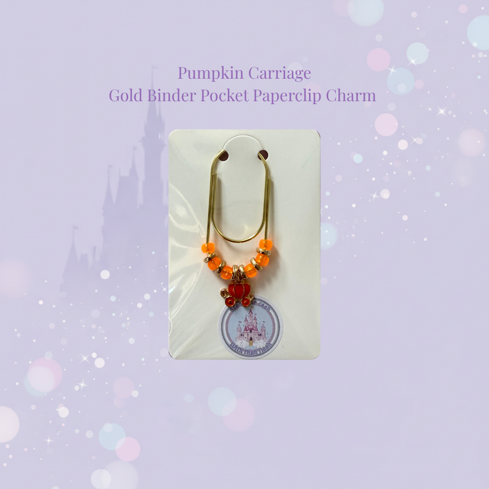 🎃✨ Pumpkin Carriage Binder Pocket Charm ✨🎃 | Gold Paperclip