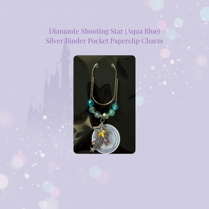 🌟✨ Diamante Shooting Star Binder Pocket Charms ✨🌟 | Silver Paperclip