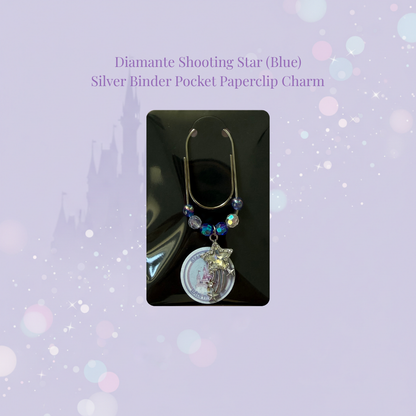 🌟✨ Diamante Shooting Star Binder Pocket Charms ✨🌟 | Silver Paperclip