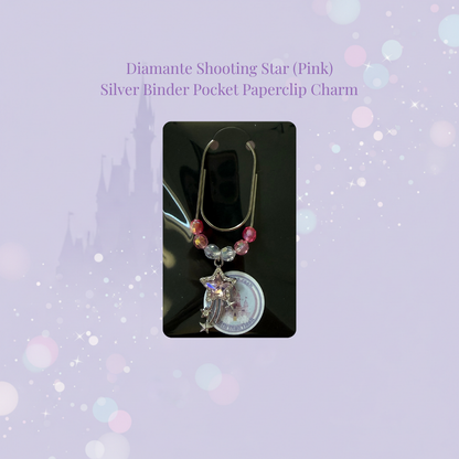 🌟✨ Diamante Shooting Star Binder Pocket Charms ✨🌟 | Silver Paperclip