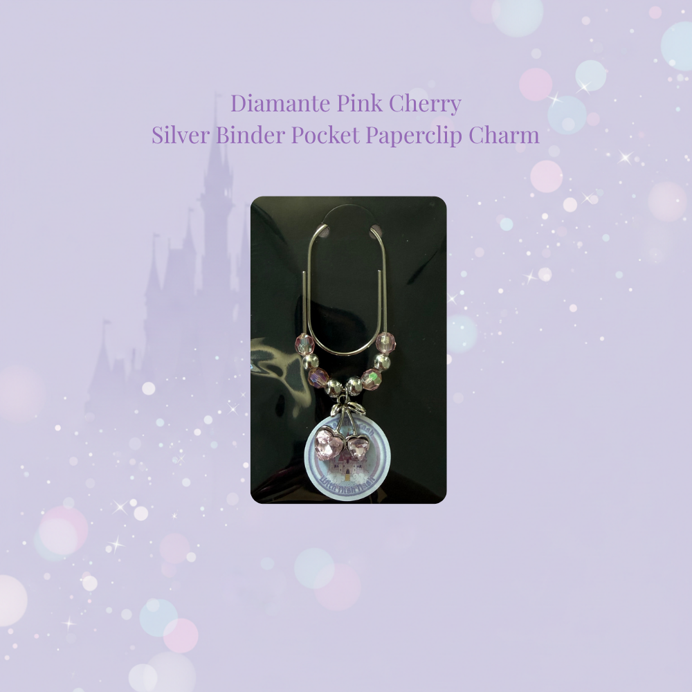 🍒✨ Diamante Cherry Binder Pocket Charms ✨🍒 | Silver & Gold Paperclip