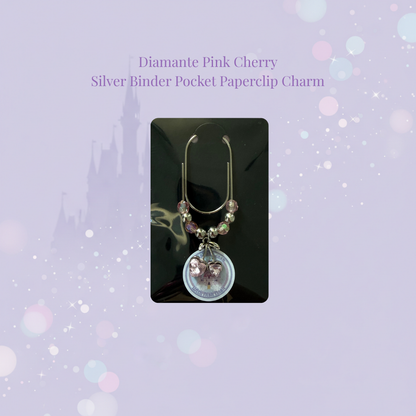 🍒✨ Diamante Cherry Binder Pocket Charms ✨🍒 | Silver & Gold Paperclip
