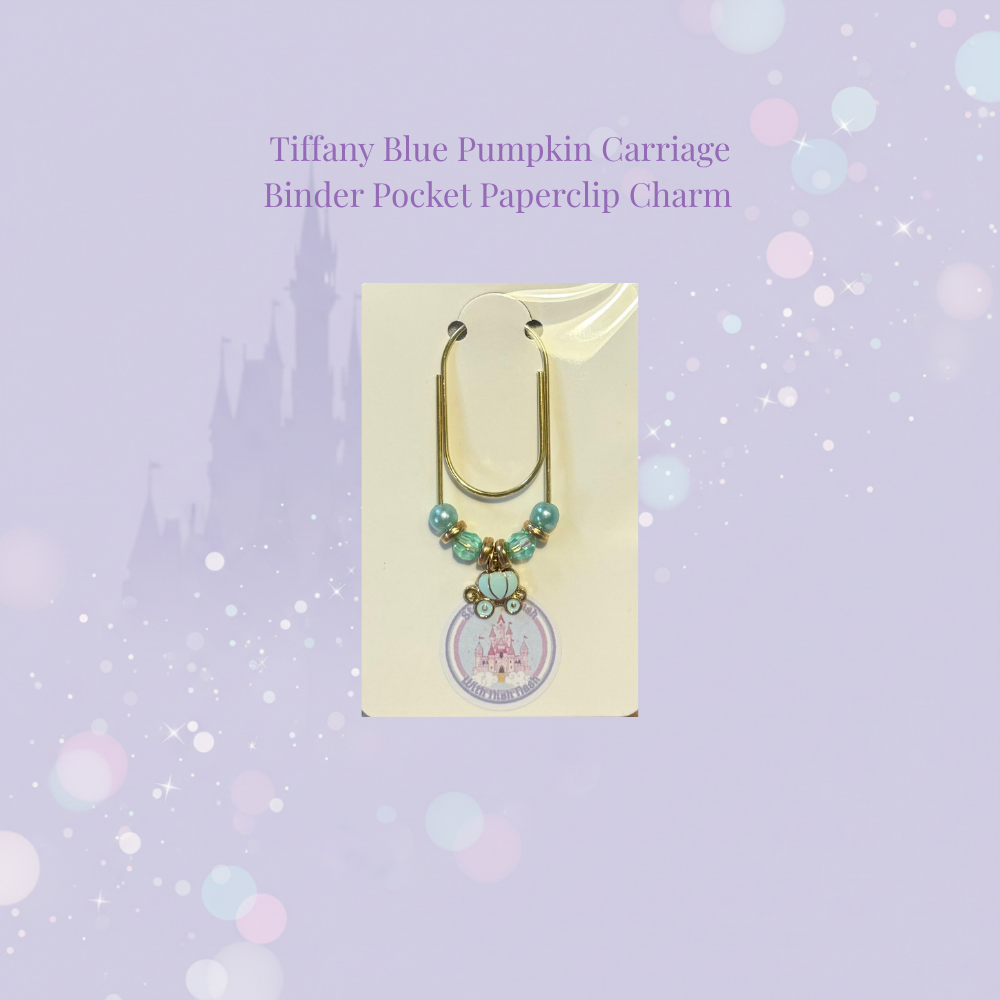 🎚️✨ Tiffany Blue Pumpkin Carriage Binder Pocket Paperclip Charm ✨🎚️
