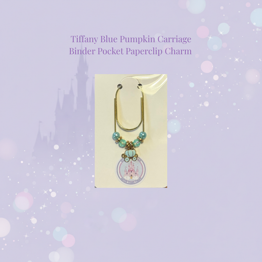 🎚️✨ Tiffany Blue Pumpkin Carriage Binder Pocket Paperclip Charm ✨🎚️