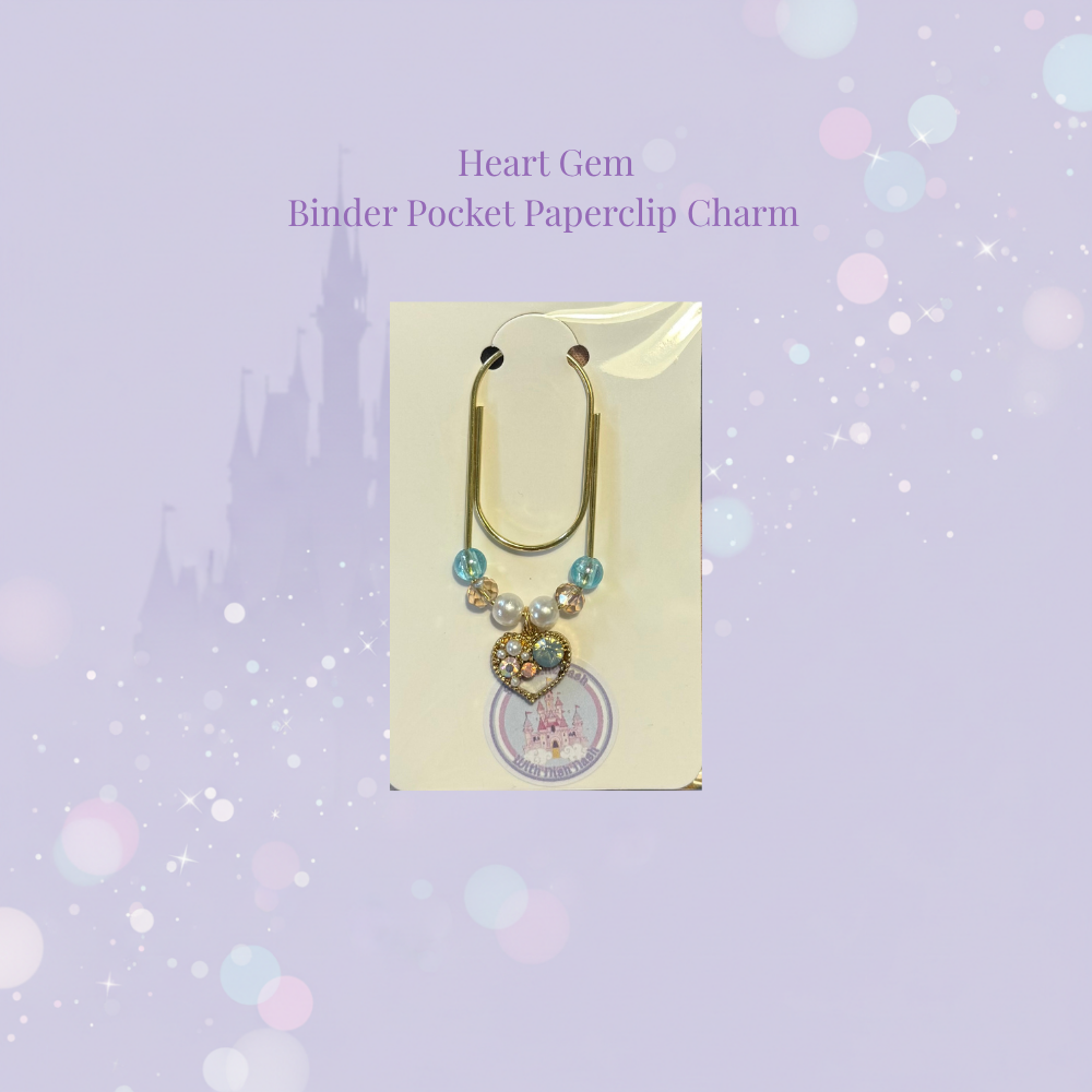 💎✨ Heart Gem Binder Pocket Paperclip Charms ✨💎