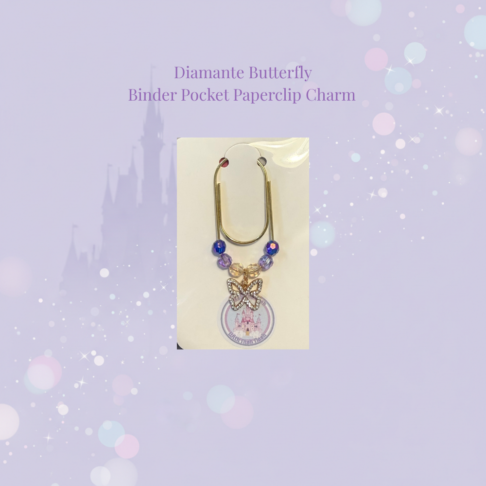 🦋✨ Diamante Butterfly Binder Pocket Paperclip Charm ✨🦋