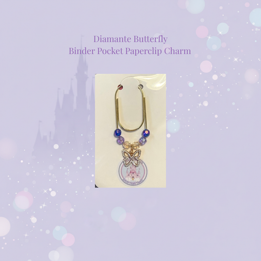 🦋✨ Diamante Butterfly Binder Pocket Paperclip Charm ✨🦋