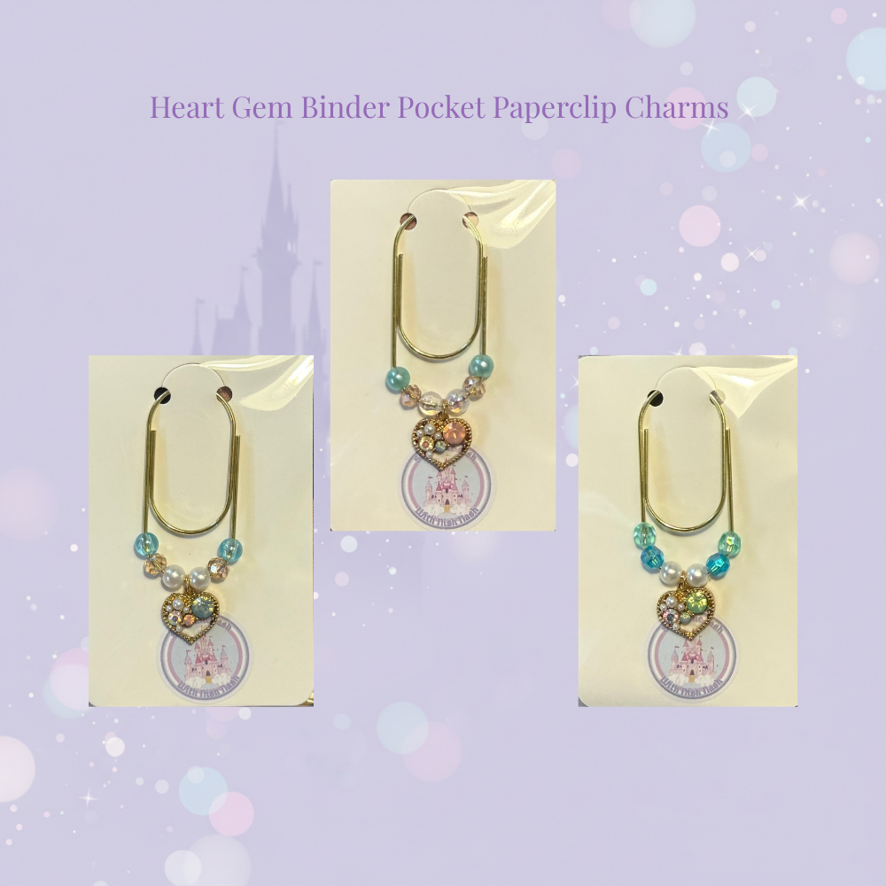 💎✨ Heart Gem Binder Pocket Paperclip Charms ✨💎