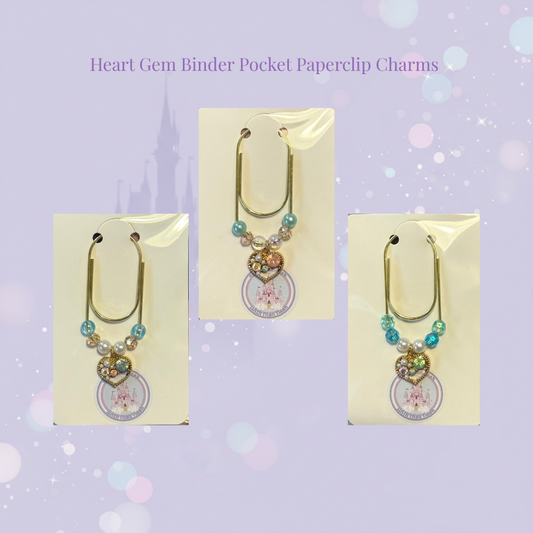 💎✨ Heart Gem Binder Pocket Paperclip Charms ✨💎