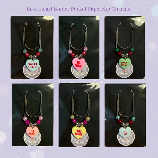 💞 Love Heart Binder Pocket Paperclip Charms 💞