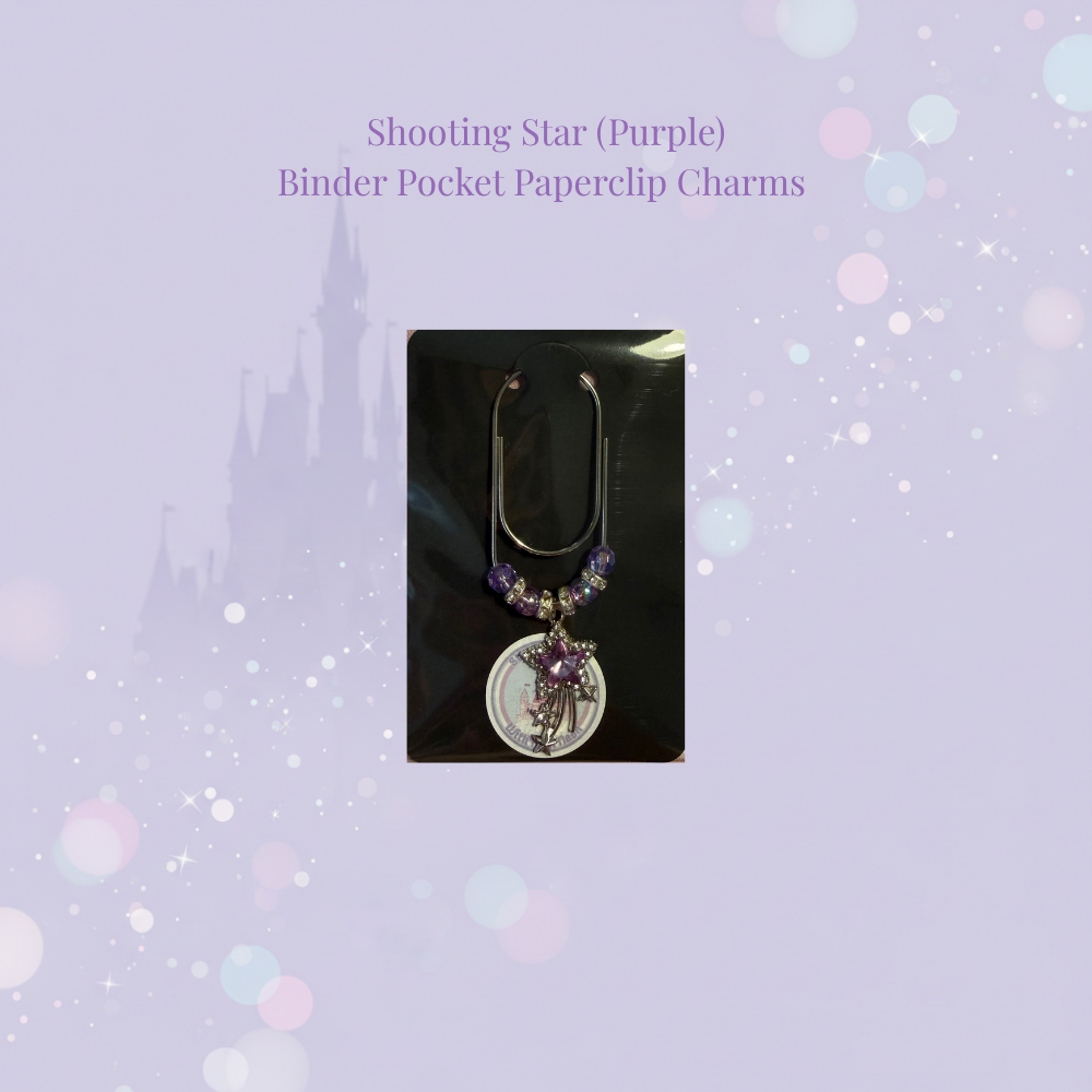 🌟✨ Diamante Shooting Star Binder Pocket Charms ✨🌟 | Silver Paperclip