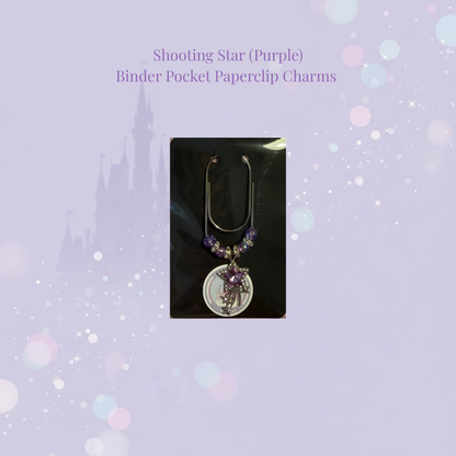 🌟✨ Diamante Shooting Star Binder Pocket Charms ✨🌟 | Silver Paperclip