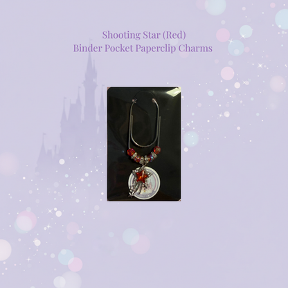 🌟✨ Diamante Shooting Star Binder Pocket Charms ✨🌟 | Silver Paperclip