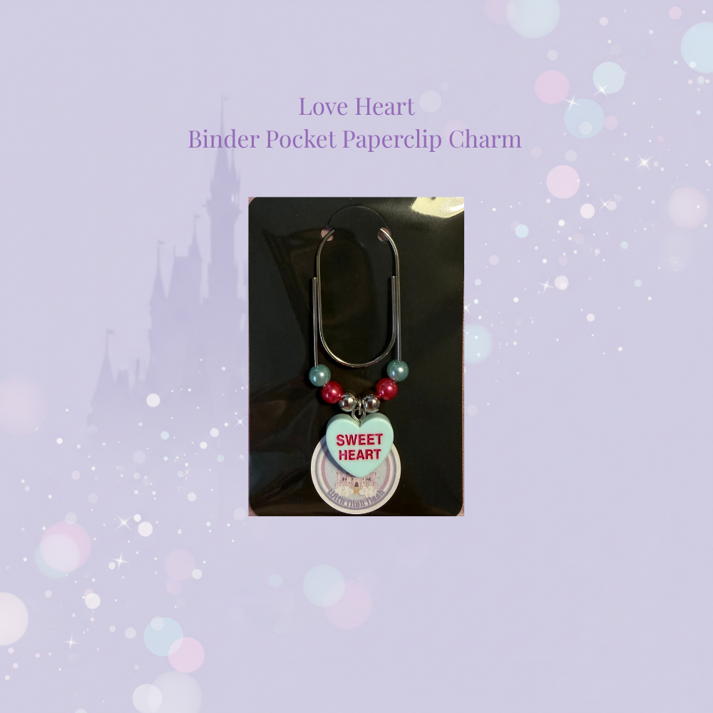 💞 Love Heart Binder Pocket Paperclip Charms 💞