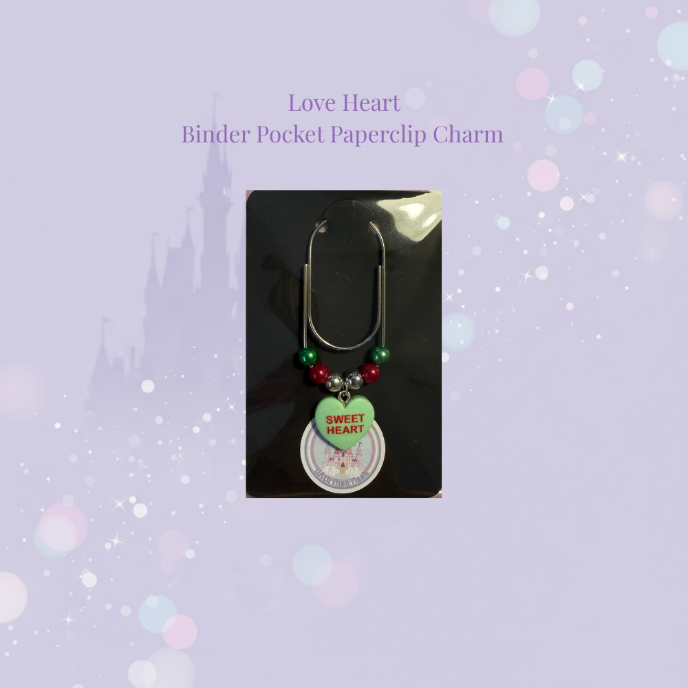 💞 Love Heart Binder Pocket Paperclip Charms 💞